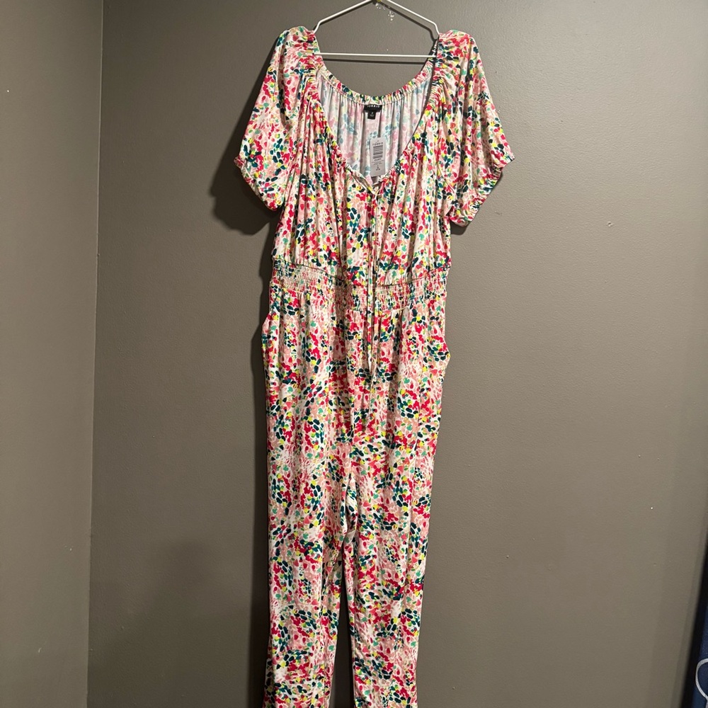 Torrid Multicolor Studio Knit Balloon Sleeves Jumpsuit Pockets Size 2X